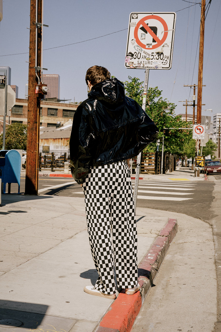 Checker Pleated Jogger Pants