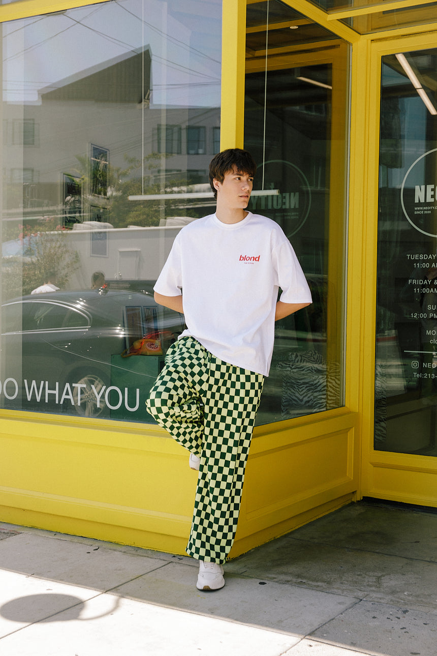 Checker Pleated Jogger Pants