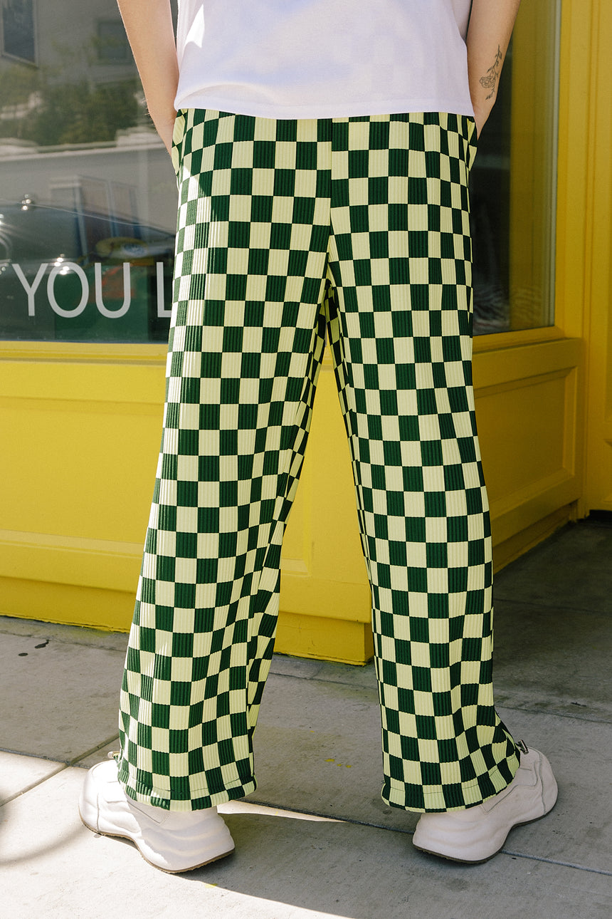 Checker Pleated Jogger Pants