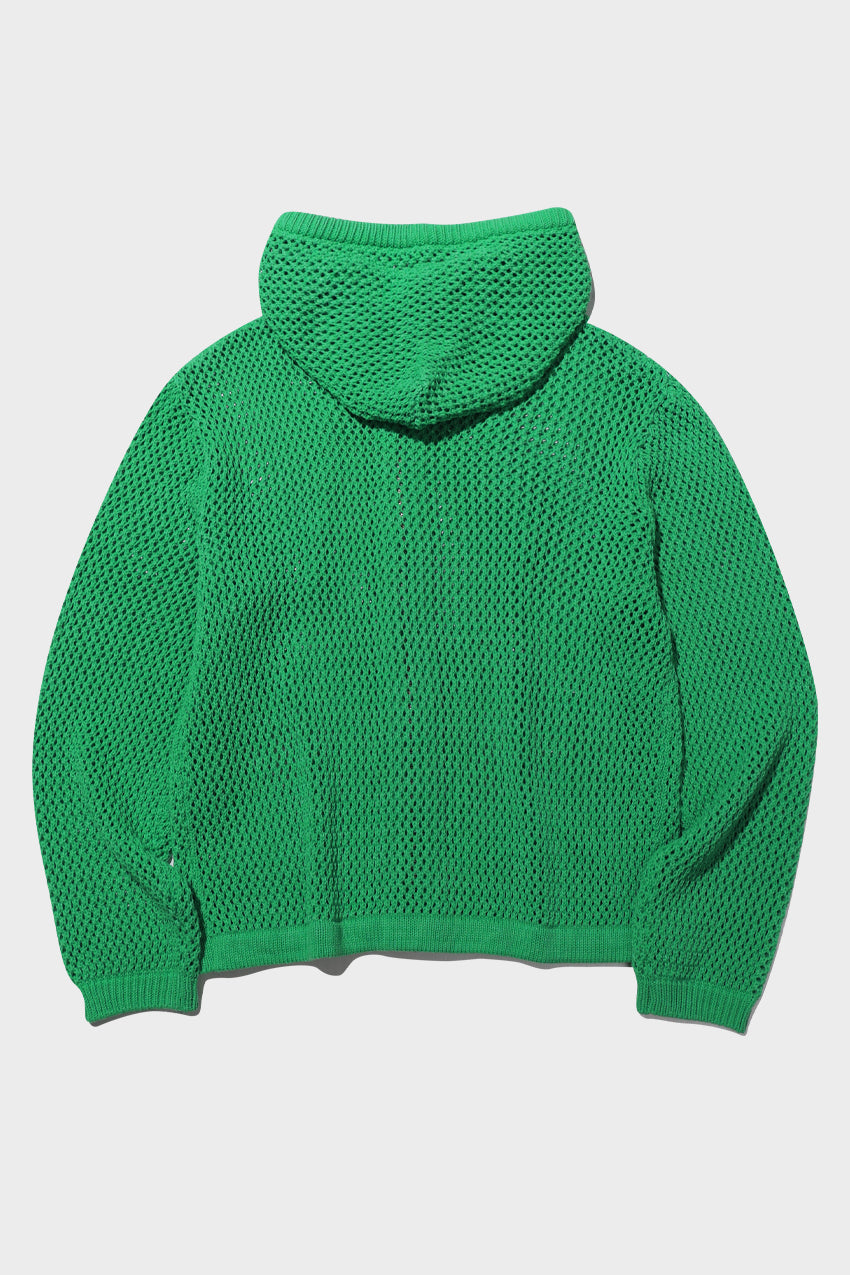 Mesh Zip-Up Hooded Pullover Cardigan