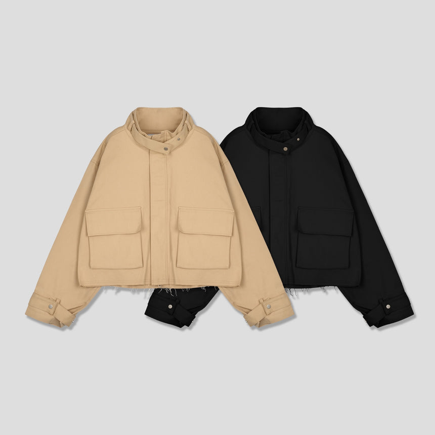 High Collar Cotton Crop Jacket