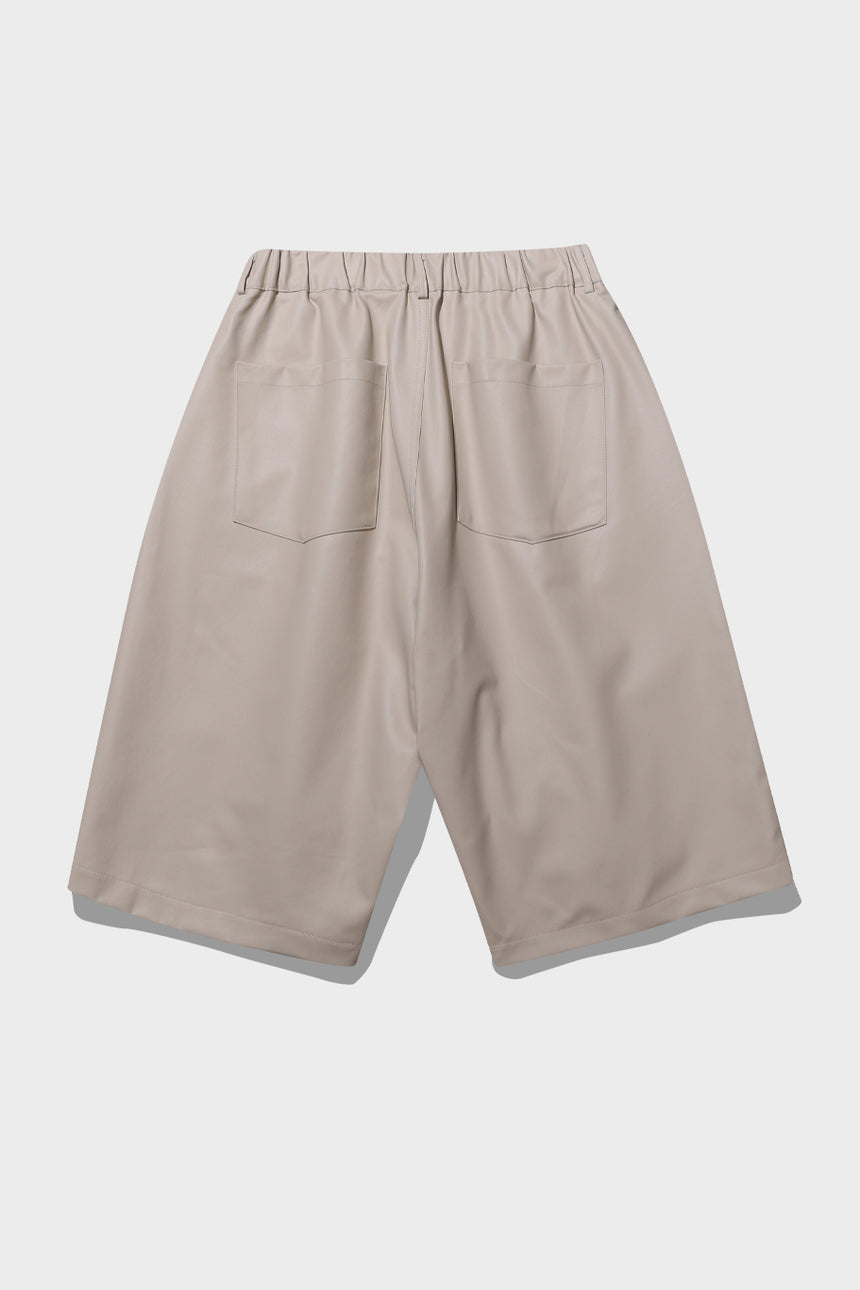 Coated Cotton Wide Bermuda Shorts