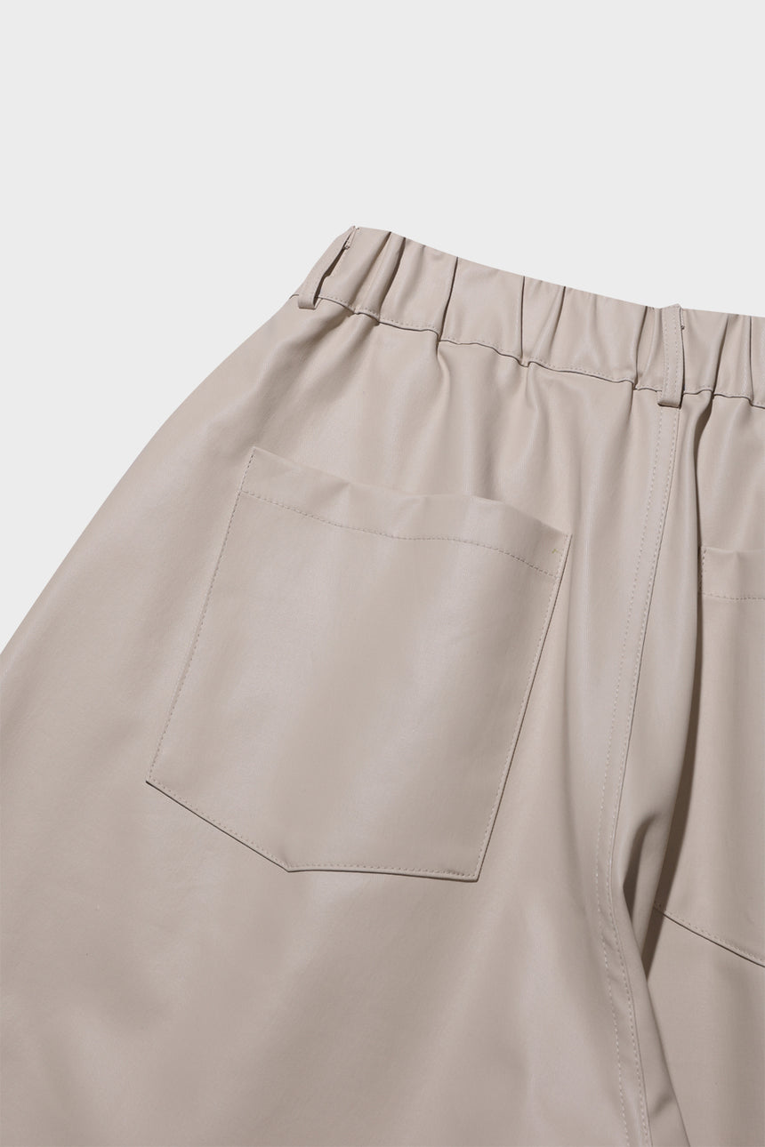 Coated Cotton Wide Bermuda Shorts