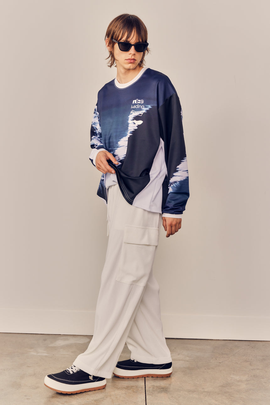 Wide Leg Plisse Cargo Pants
