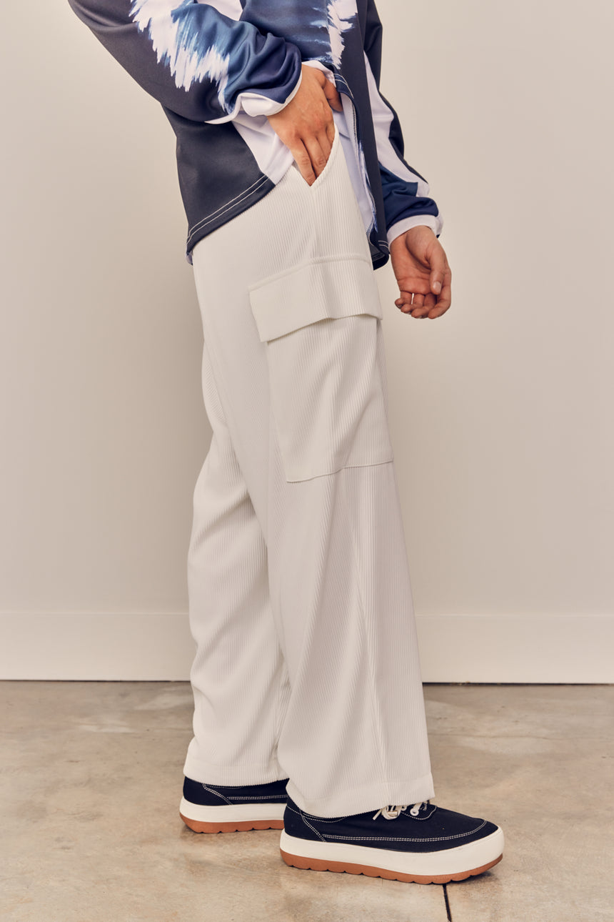 Wide Leg Plisse Cargo Pants