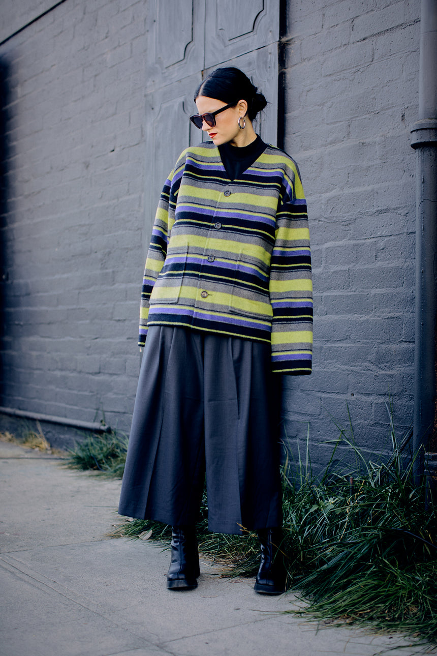Pleated Wide Leg Crop Trousers