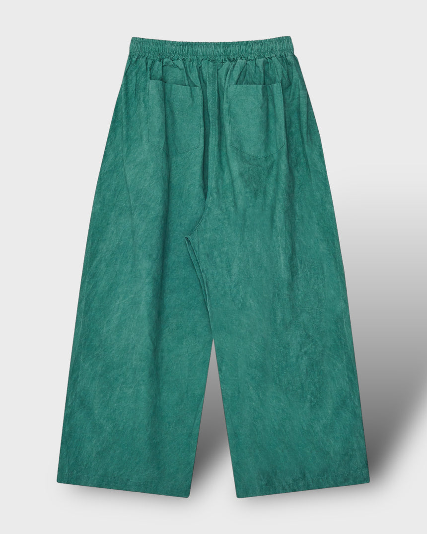 Waist Banding Washed Wide Pants