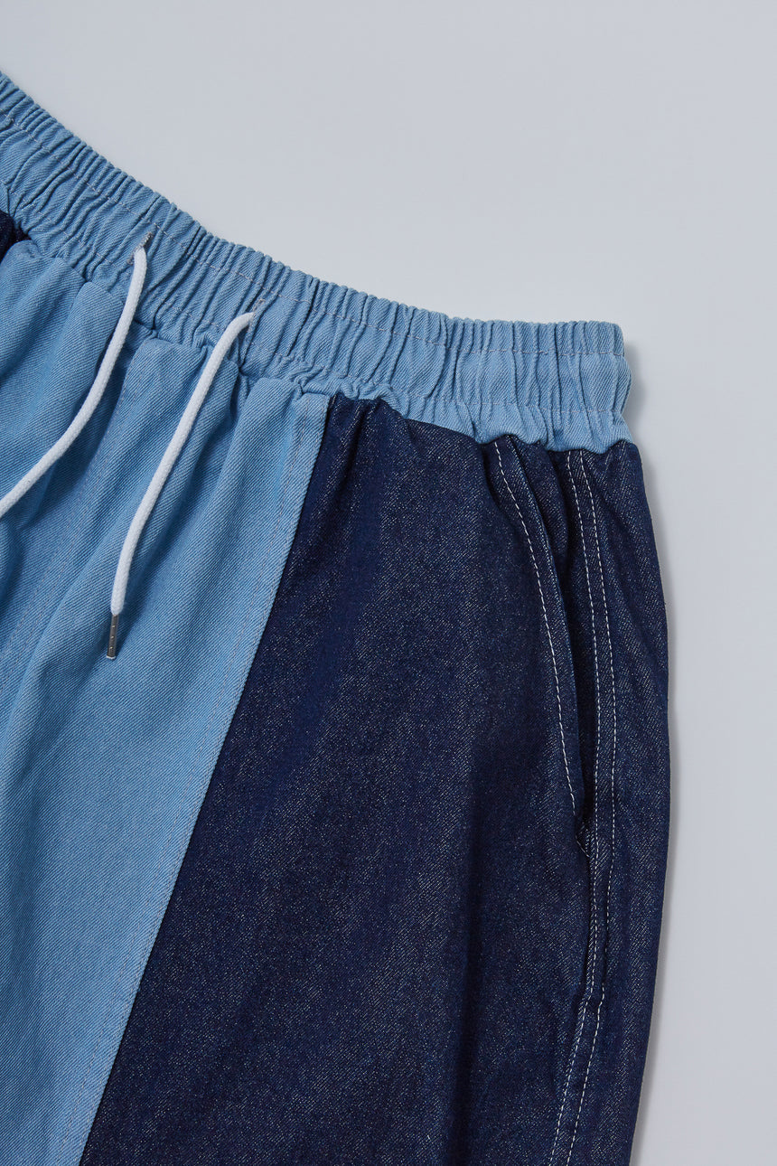 Color Block Wide Leg Denim Pants