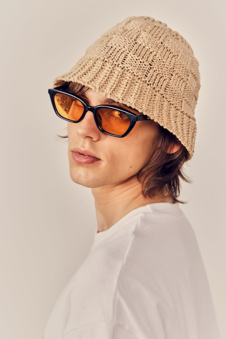 Checker Mesh Knit Bucket Hat