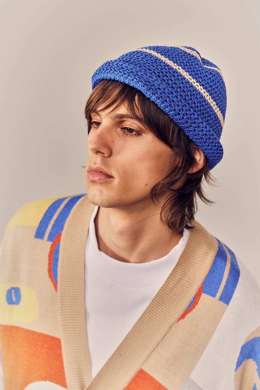 Triple Stripe Summer Knit Bucket Hat