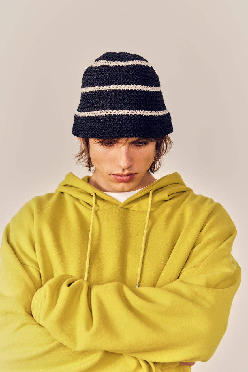Triple Stripe Summer Knit Bucket Hat