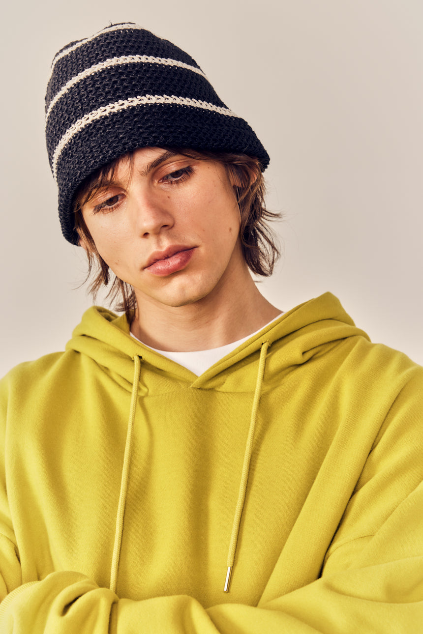 Triple Stripe Summer Knit Bucket Hat