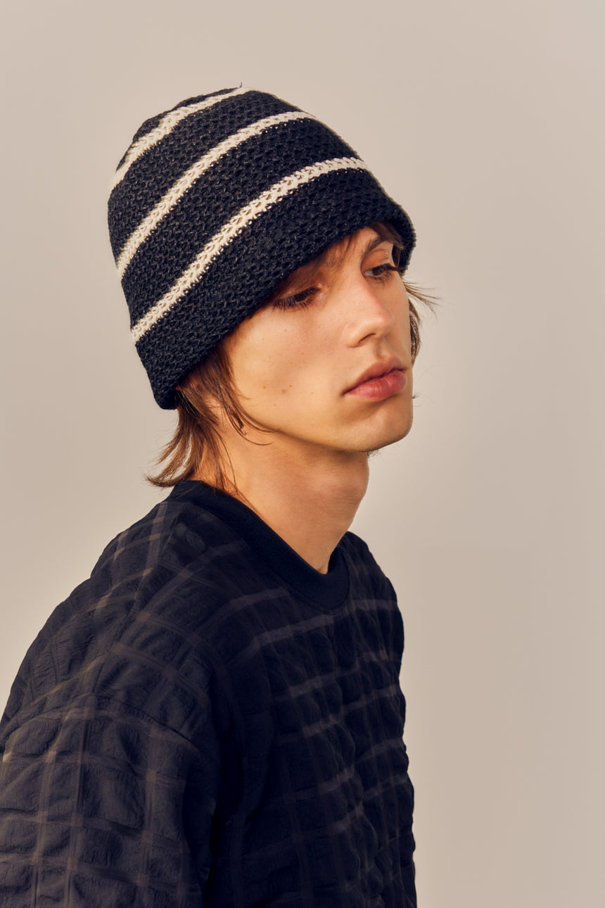 Triple Stripe Summer Knit Bucket Hat