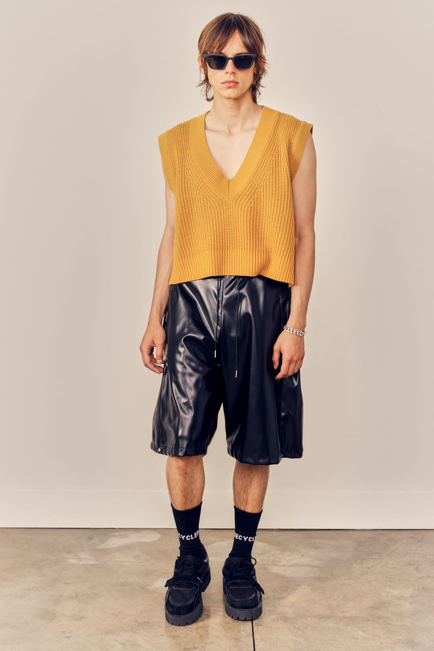 V-neck High Low Cropped Knit Vest