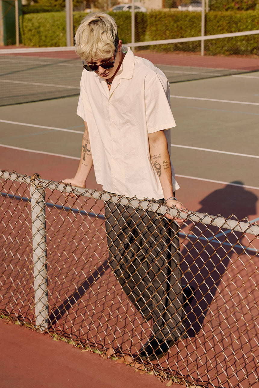 Glossy Coated Revere Collar Shirts