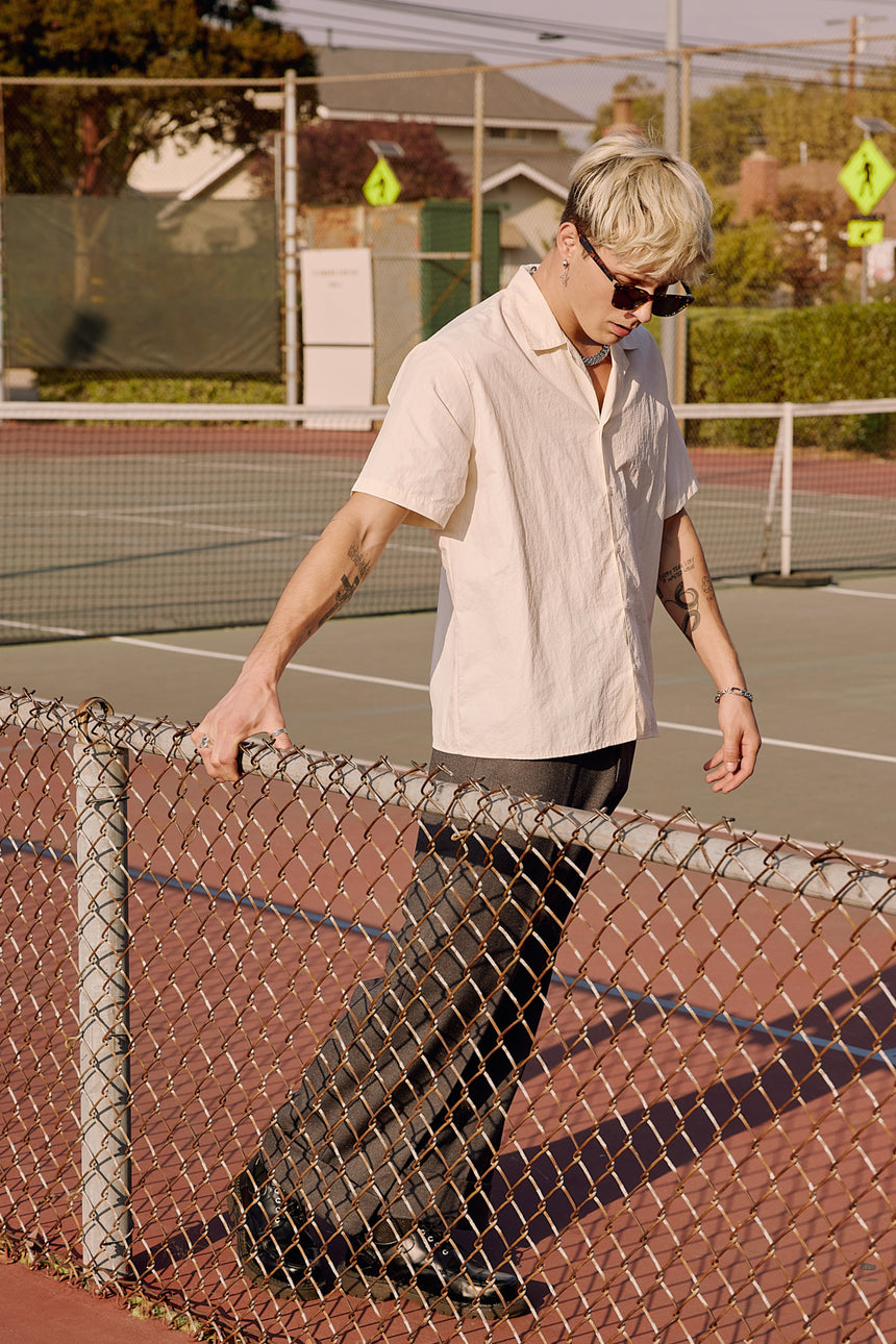 Glossy Coated Revere Collar Shirts