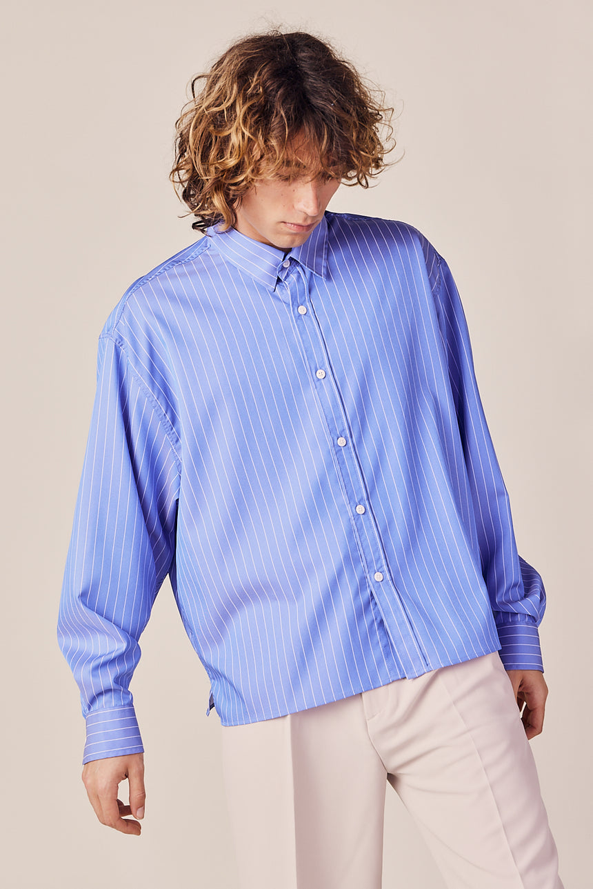 Pintuck Stitched Silky Collared Shirts