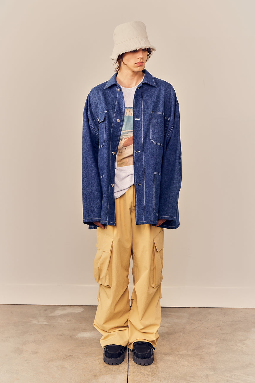 Double Pocket Oversized Denim Work Jacket