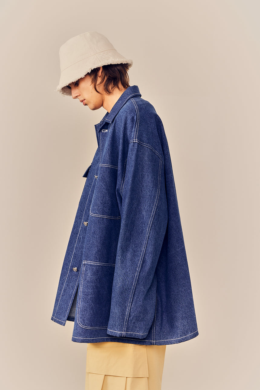 Double Pocket Oversized Denim Work Jacket