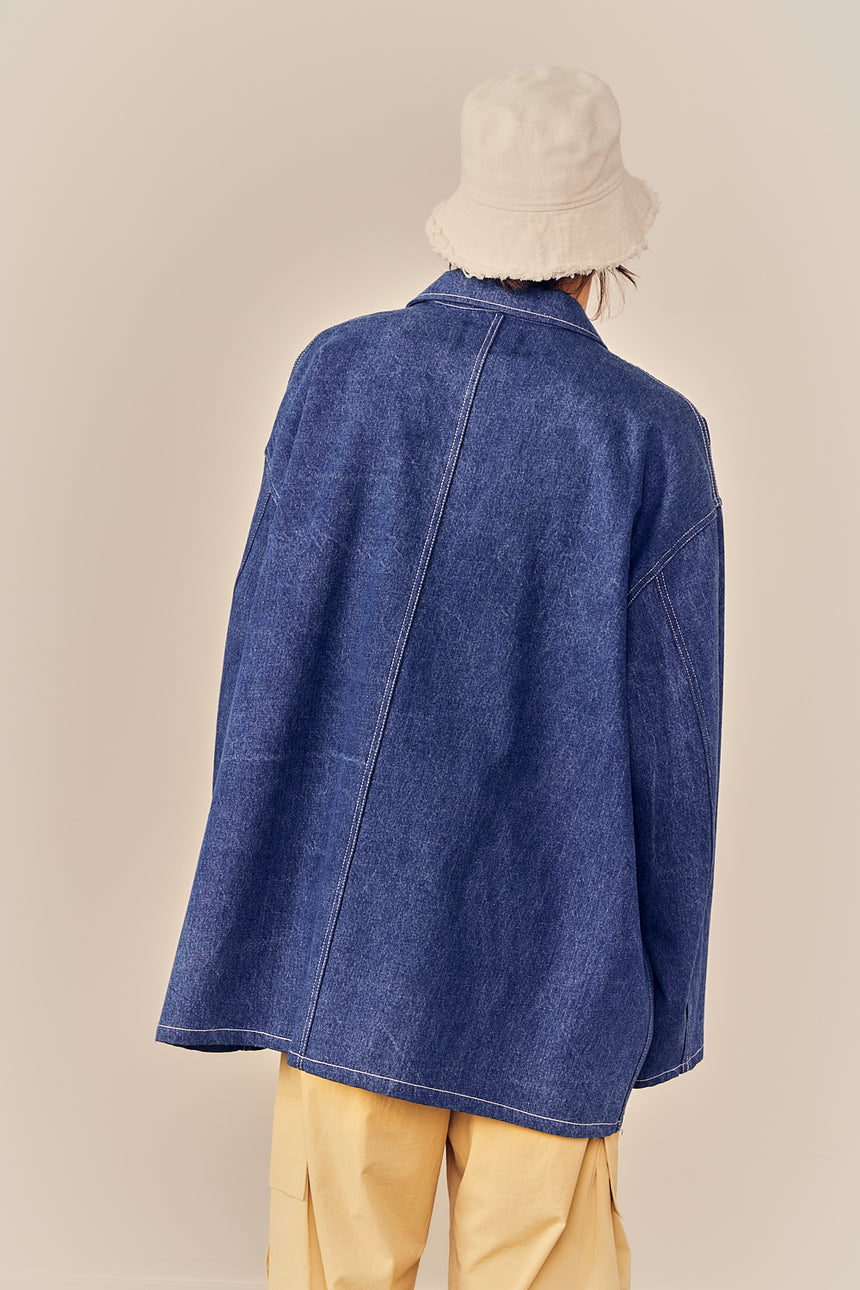 Double Pocket Oversized Denim Work Jacket