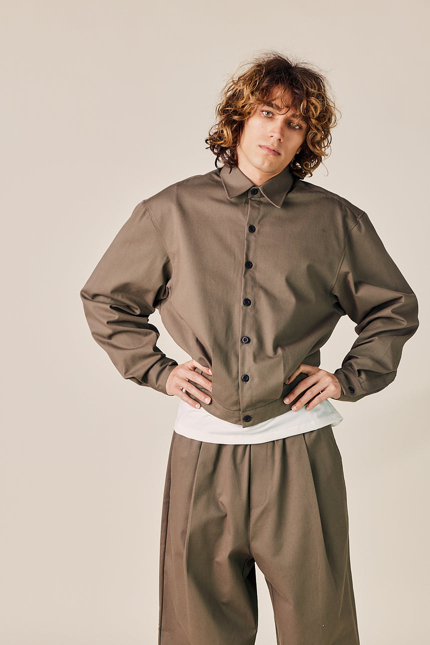 Cotton Trucker Jacket and Wide Pants Set