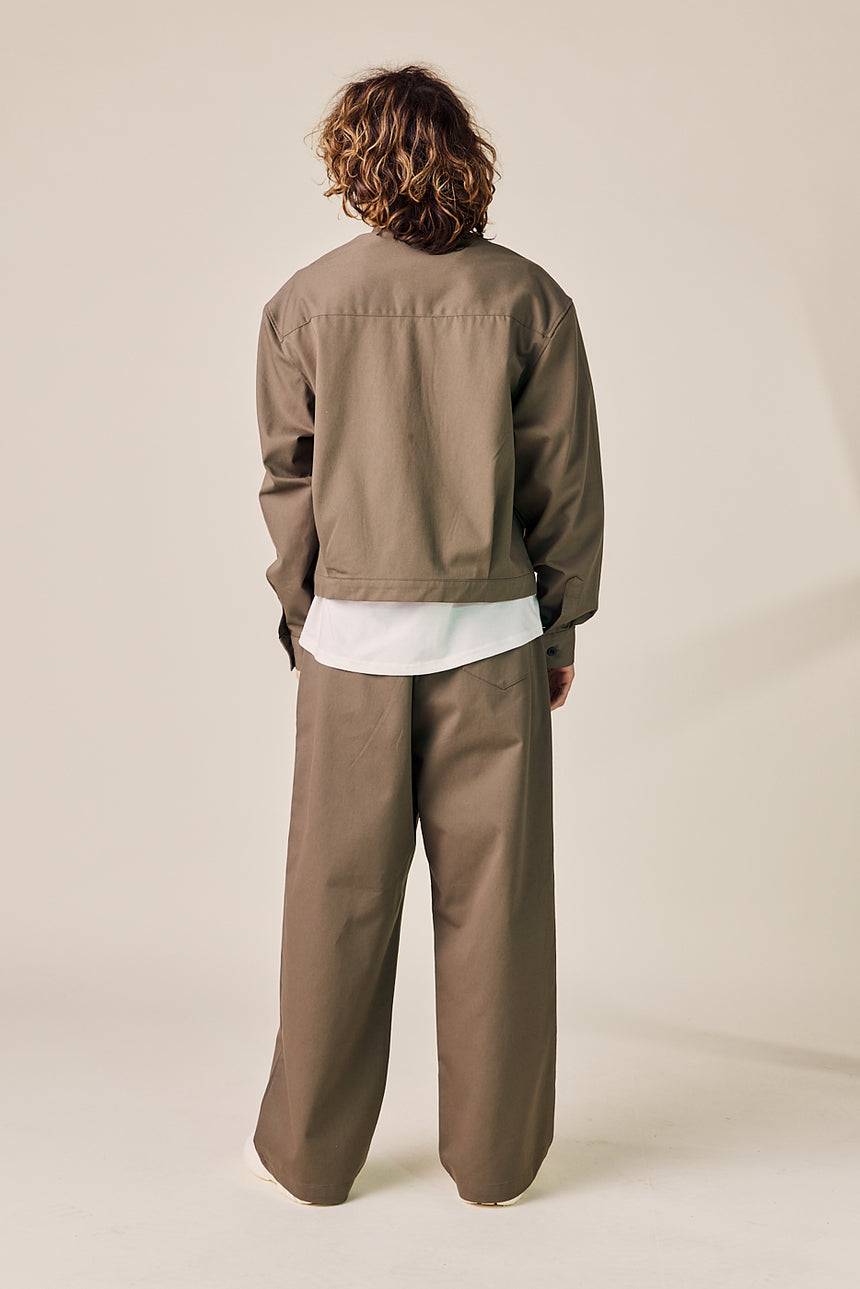 Cotton Trucker Jacket and Wide Pants Set