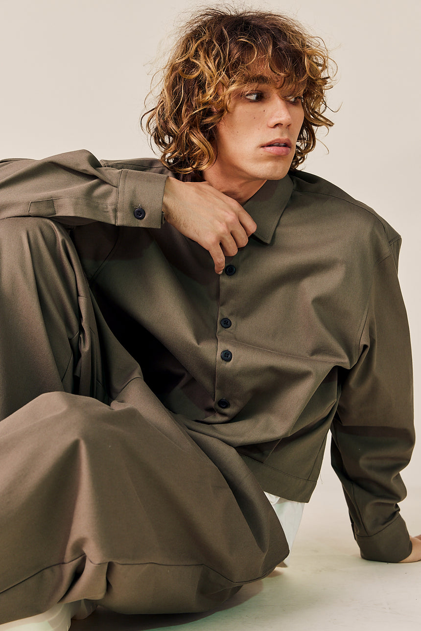Cotton Trucker Jacket and Wide Pants Set