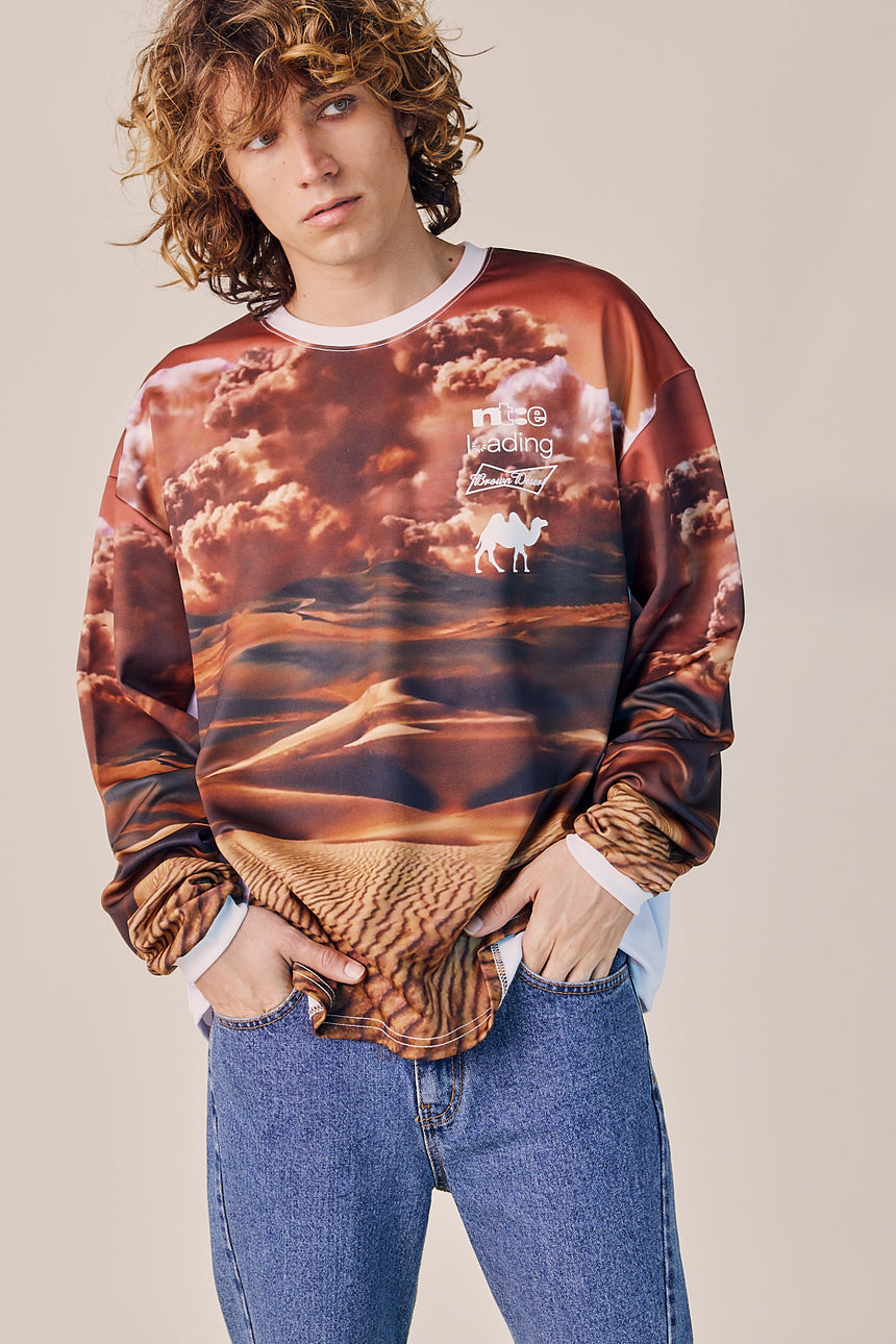 Brown Desert Digital Printed Long Tee