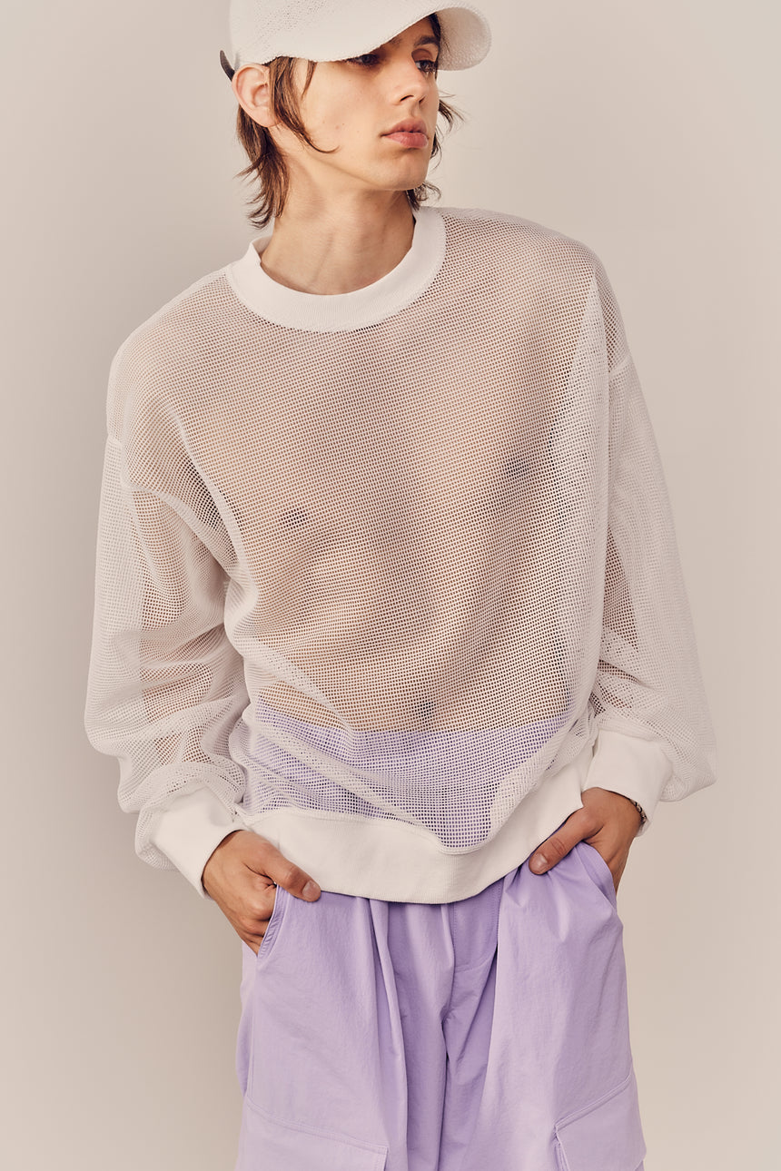 Basic Mesh Crewneck Top