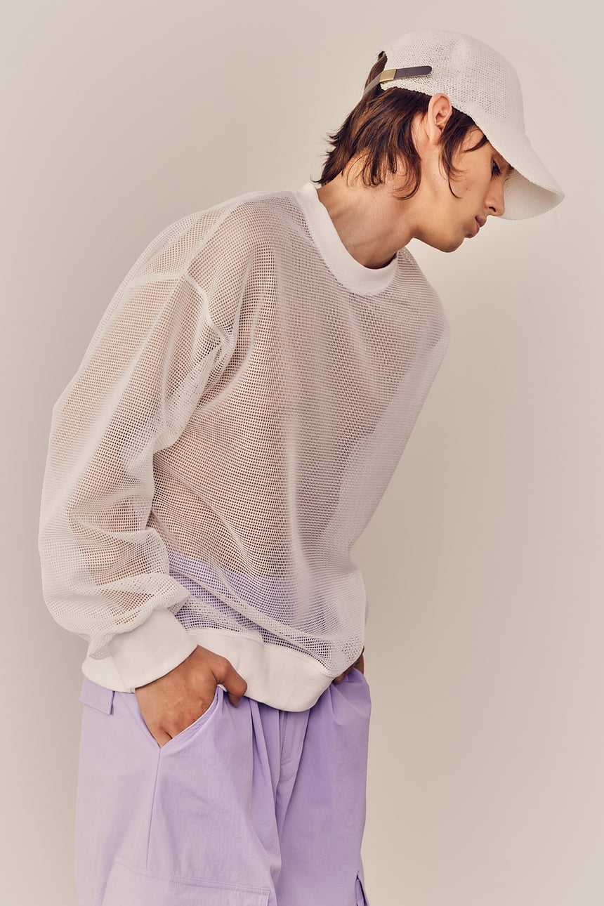Basic Mesh Crewneck Top