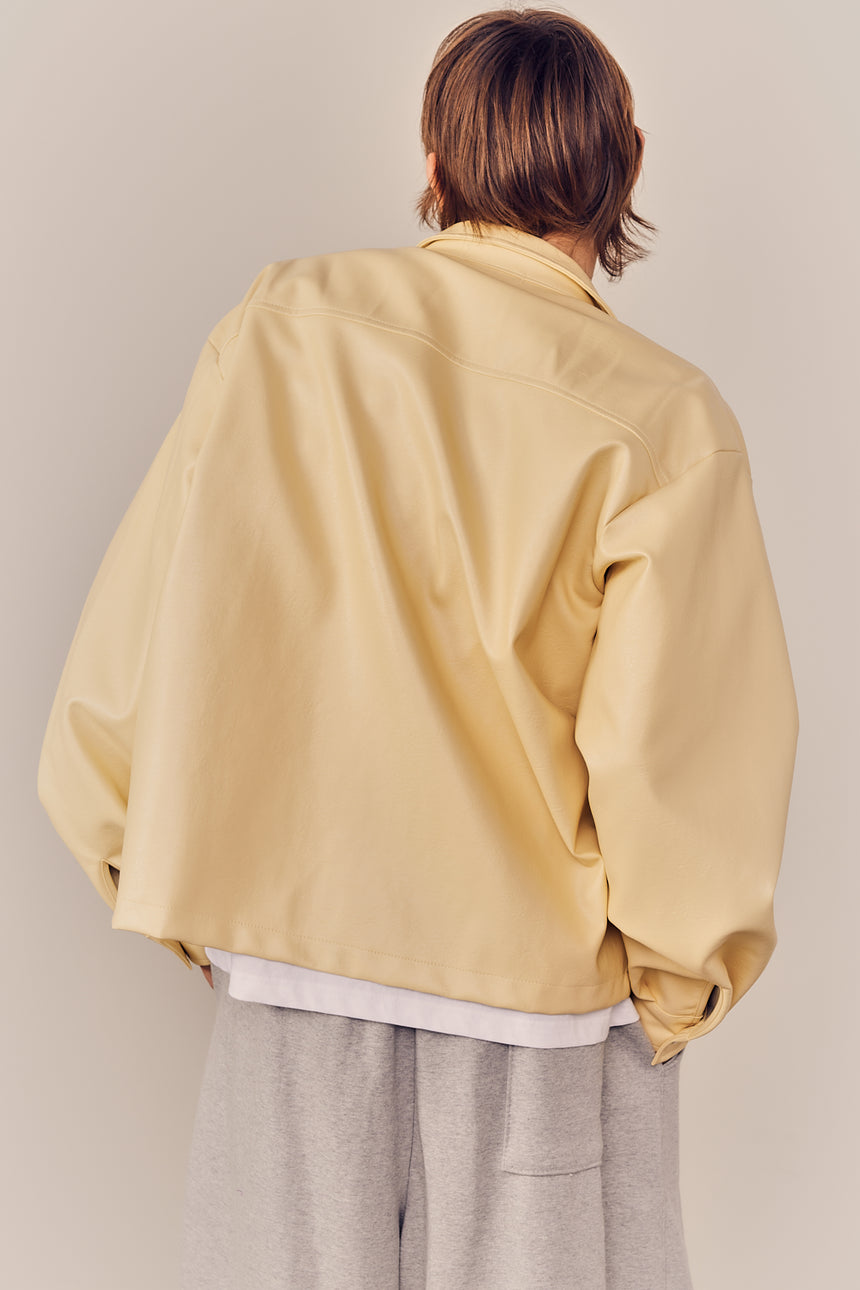 One Pocket Vegan Leather Crop Shirt
