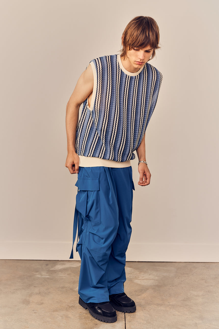 Stripy Contrasted Edge Mesh Vest
