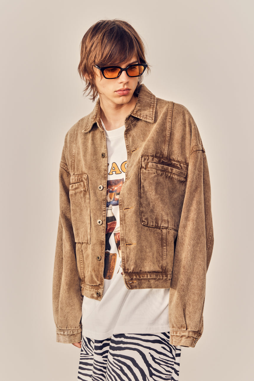 Vintage Cation Dyed Denim Crop Jacket