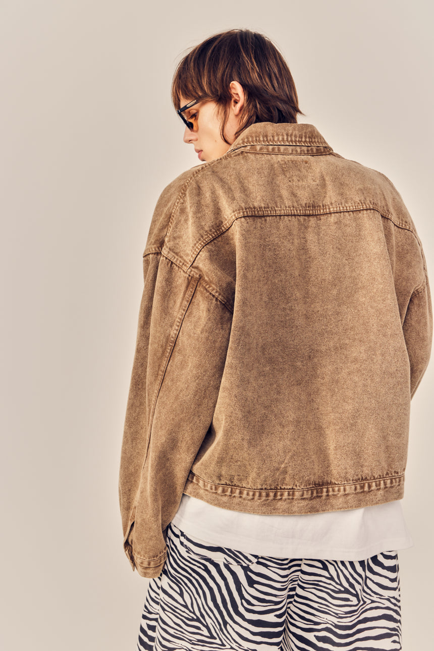 Vintage Cation Dyed Denim Crop Jacket