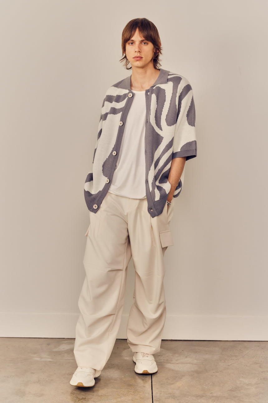 Zebra Button Up Knit Cardigan