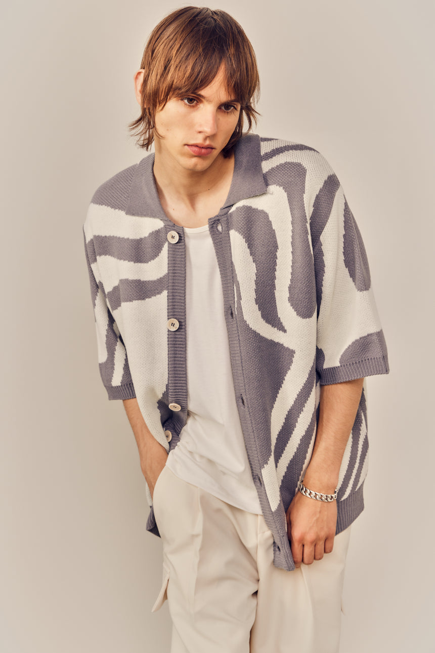 Zebra Button Up Knit Cardigan