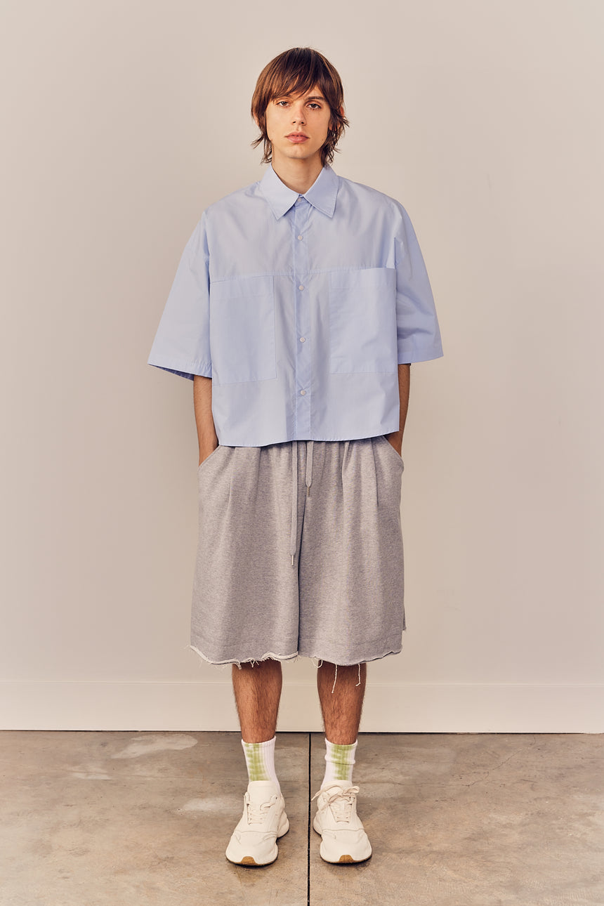 Slim Pocket Collared Crop Shirt