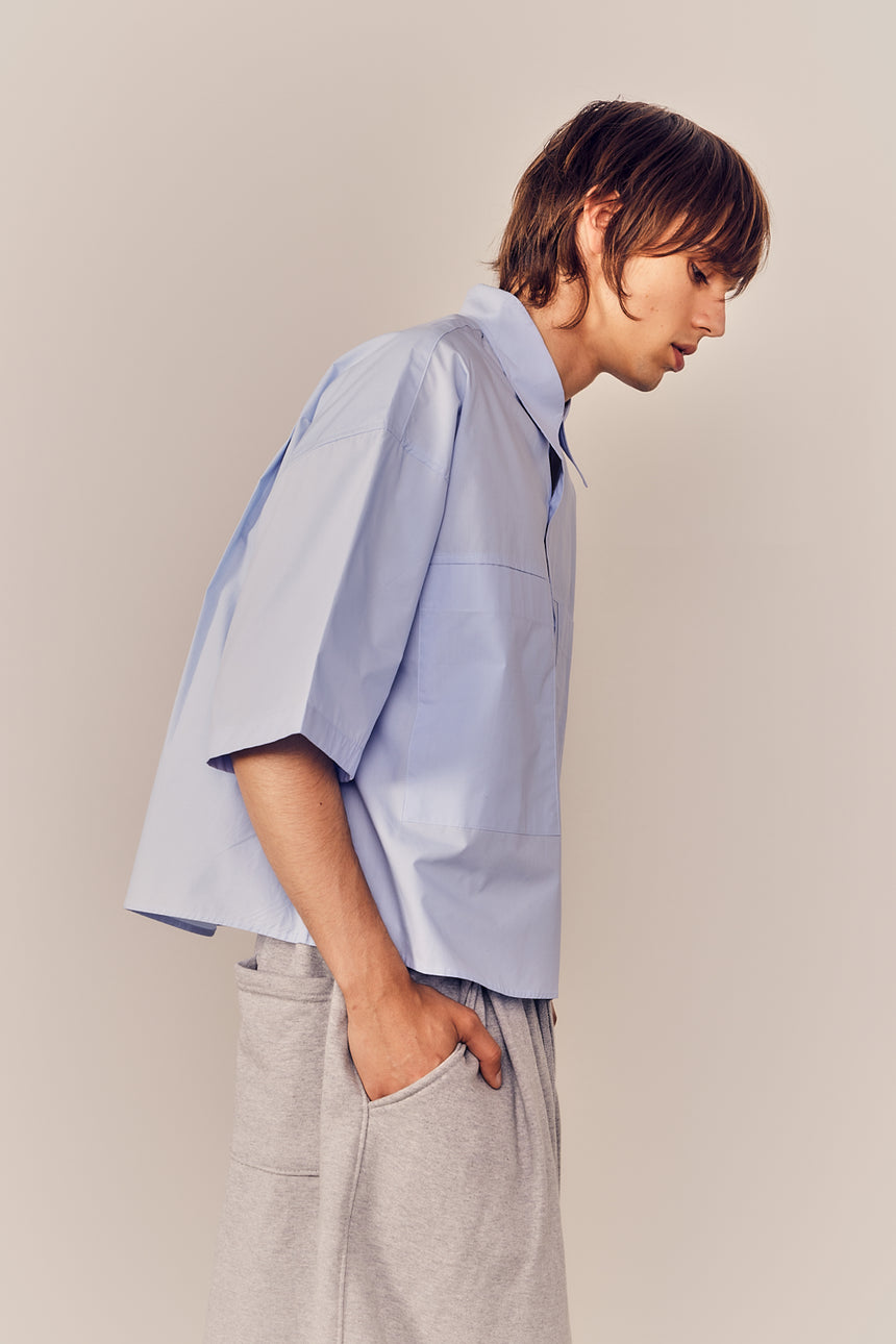 Slim Pocket Collared Crop Shirt