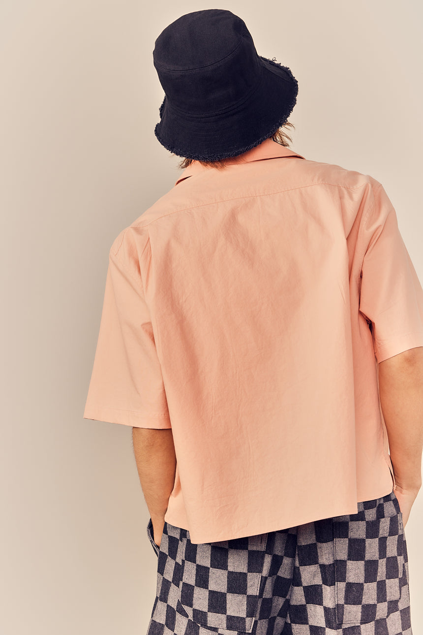 Lapel Collar Relaxed Fit Crop Shirt