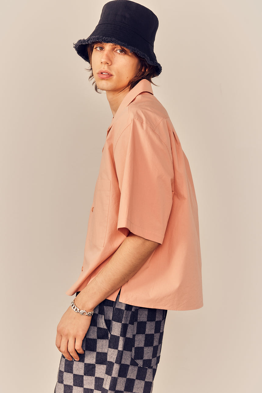 Lapel Collar Relaxed Fit Crop Shirt