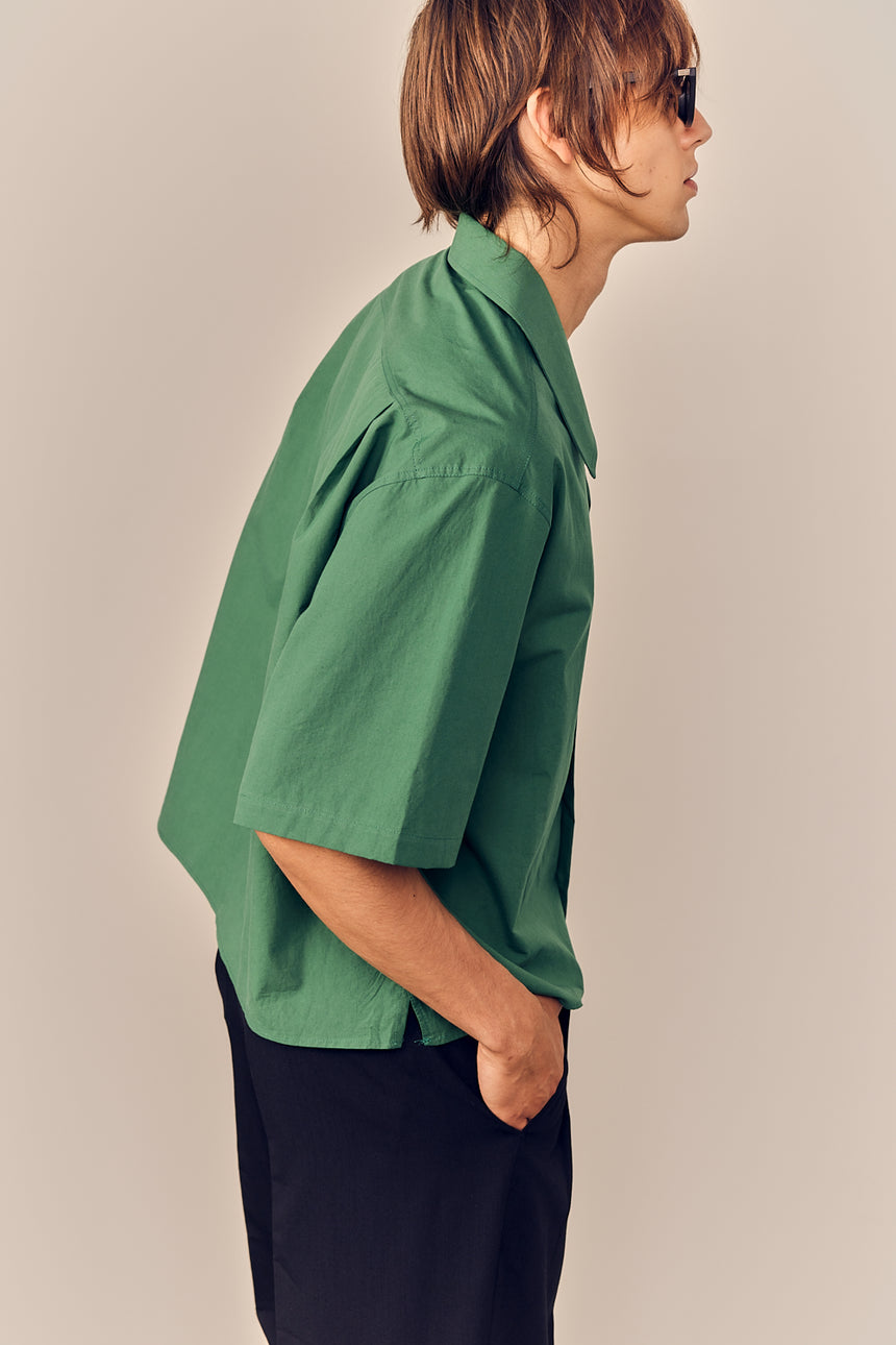 Lapel Collar Relaxed Fit Crop Shirt