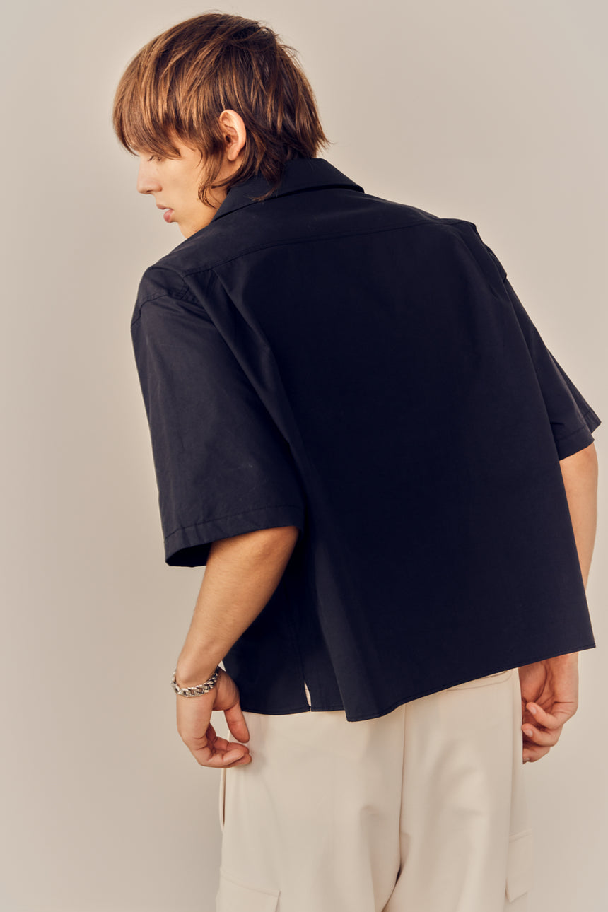 Lapel Collar Relaxed Fit Crop Shirt