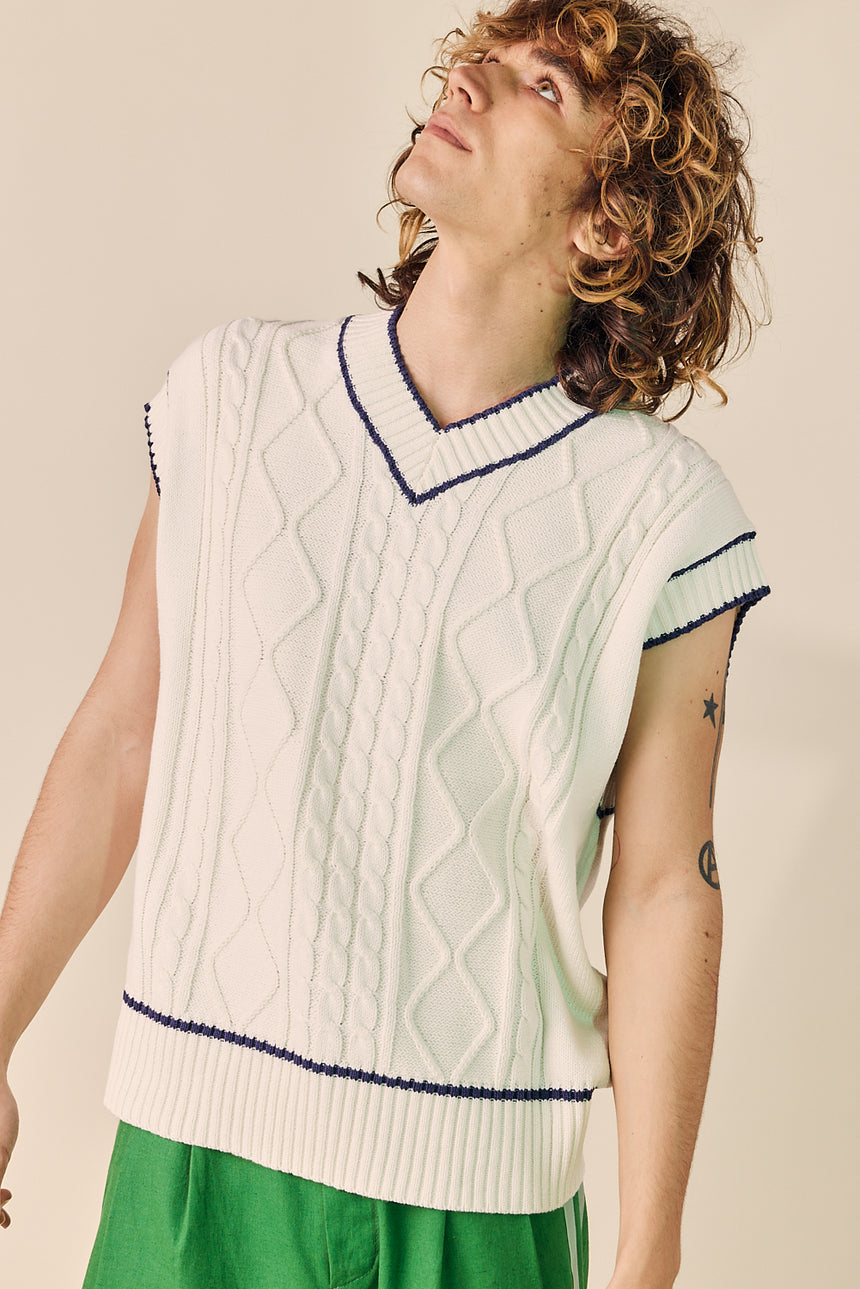 Simple Crop Cable Knit Vest