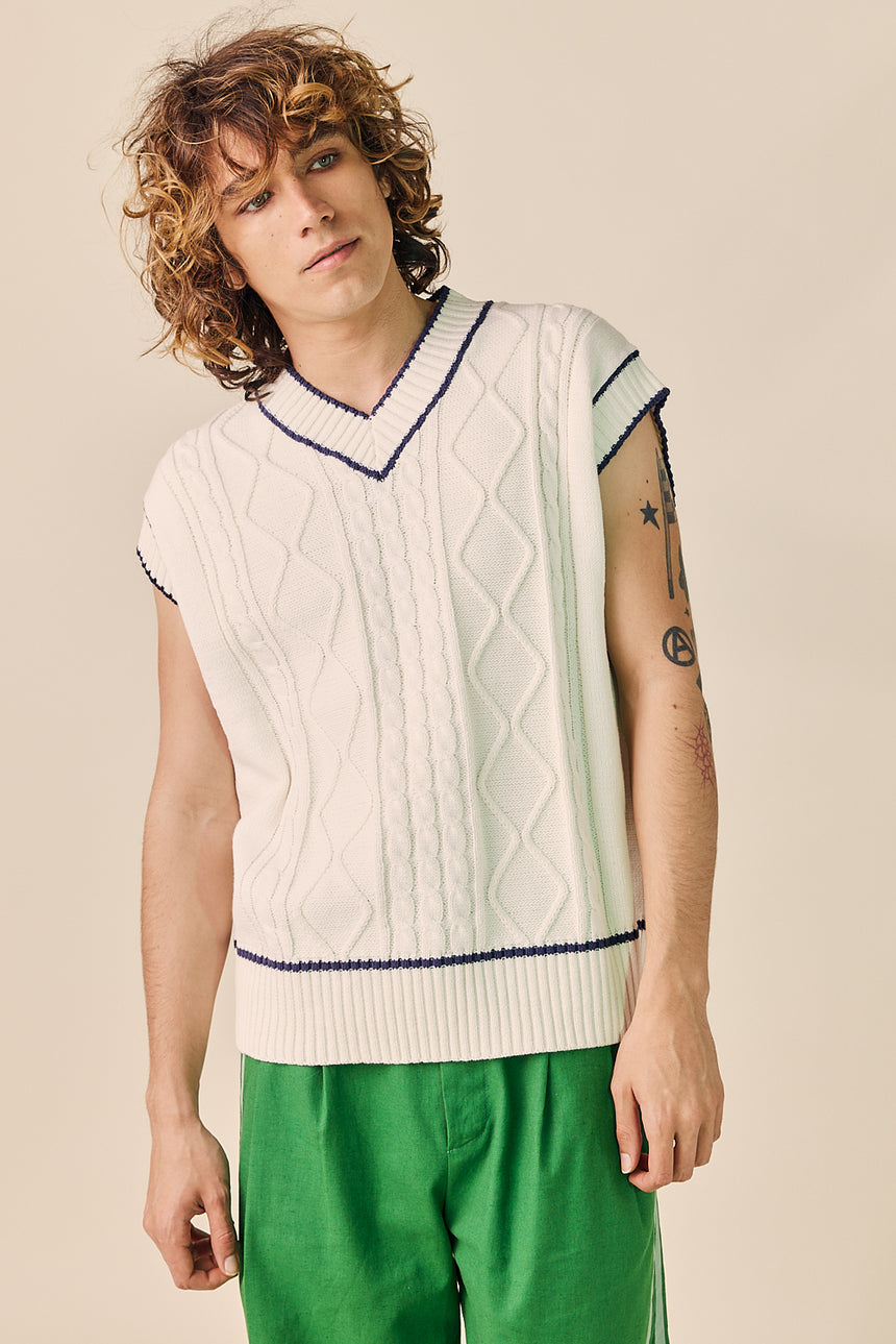 Simple Crop Cable Knit Vest