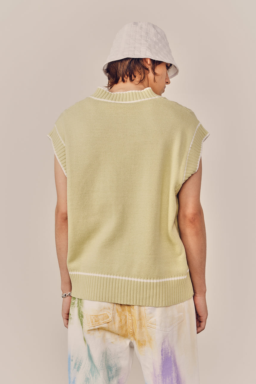 Simple Crop Cable Knit Vest