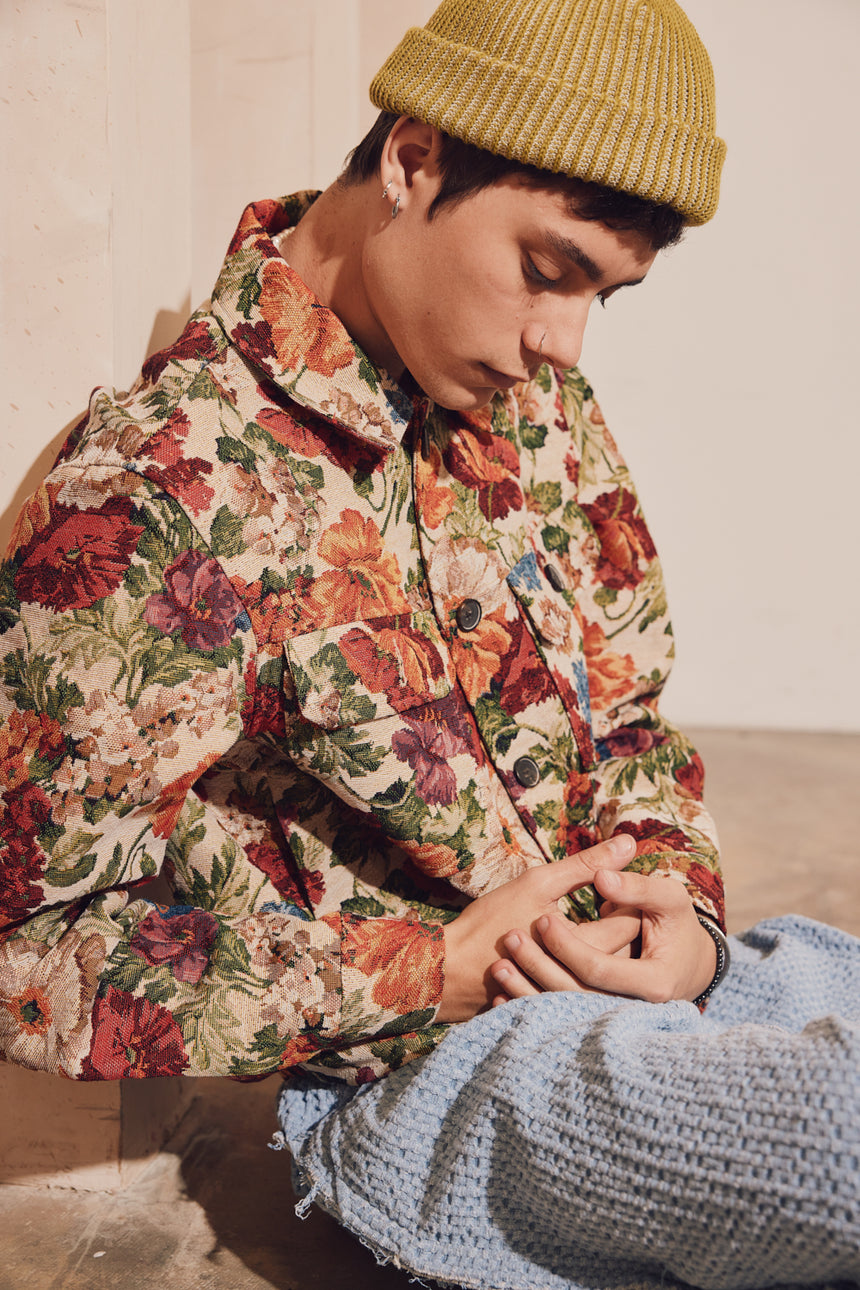 Flower Jacquard Crop Blouson