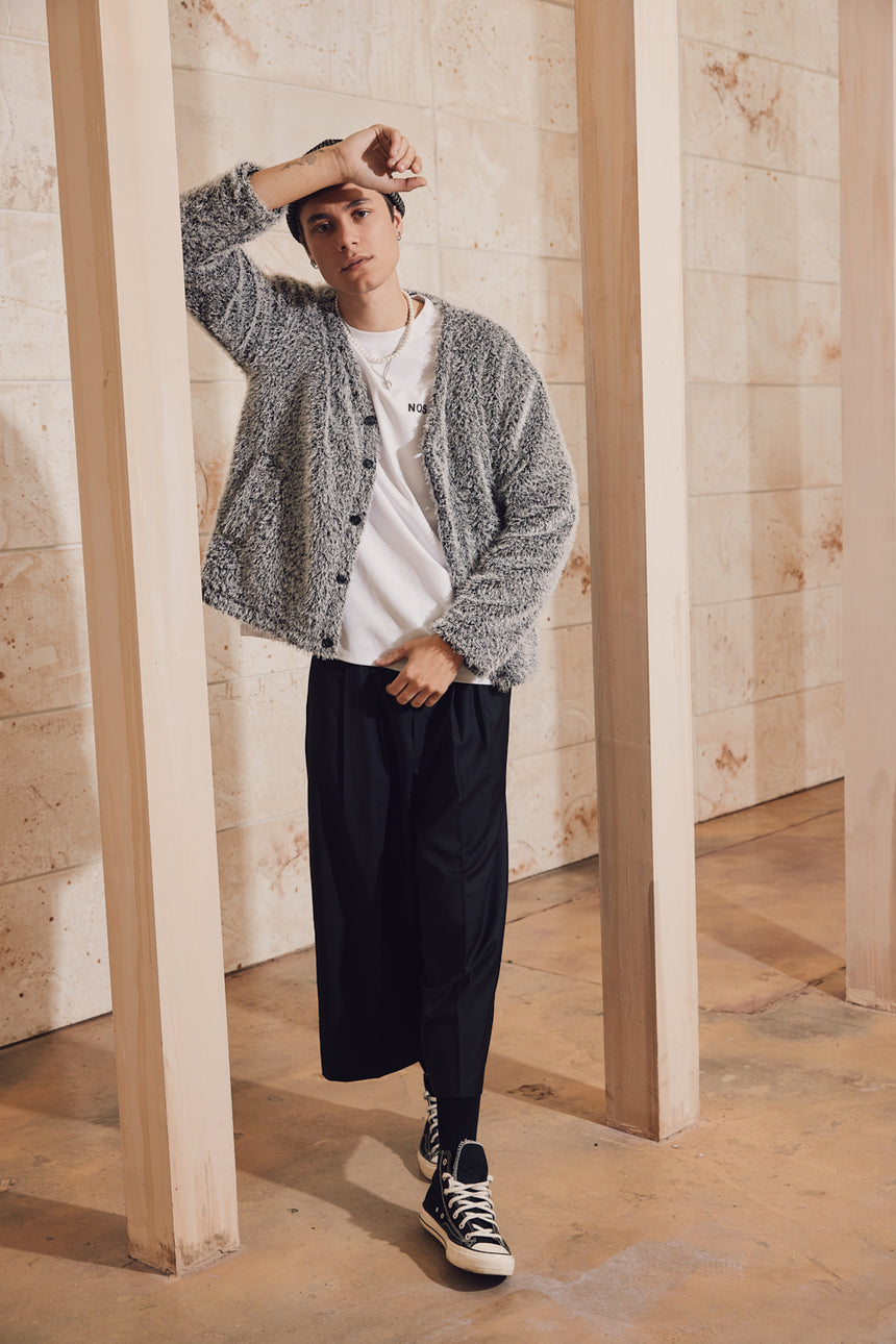 Mohair Textured V-Neck Cardigan