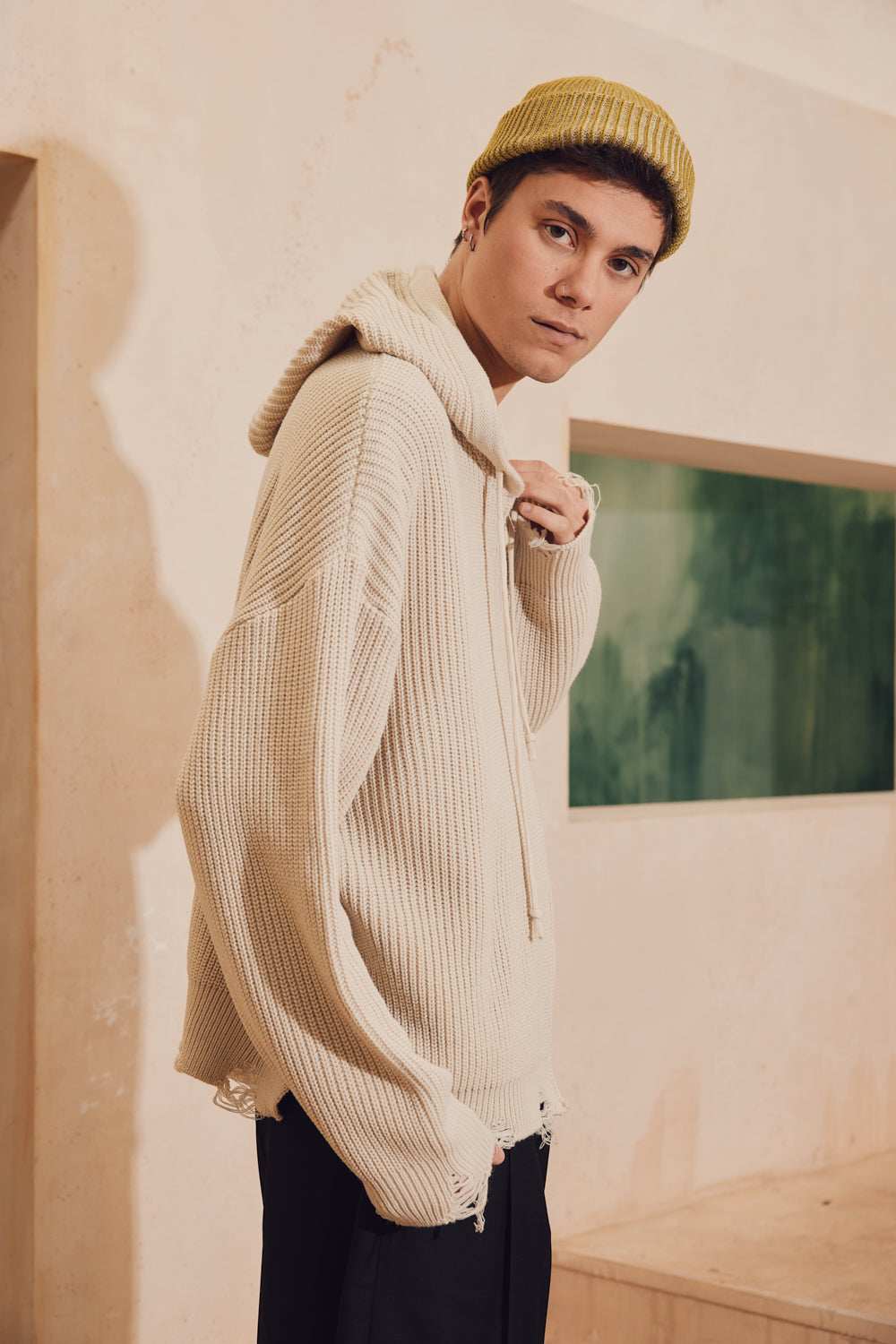 Distressed Heavy Knit Zip- Up Hoodie – NEOITY