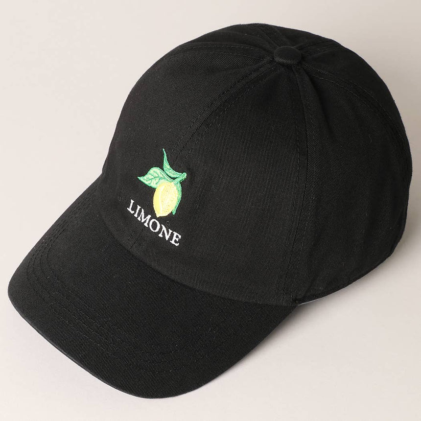 Limon Letter and Image Embroidered Baseball Cap