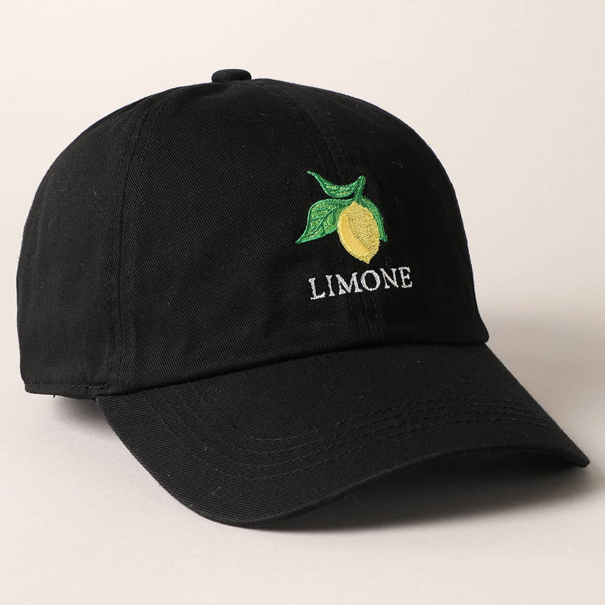 Limon Letter and Image Embroidered Baseball Cap
